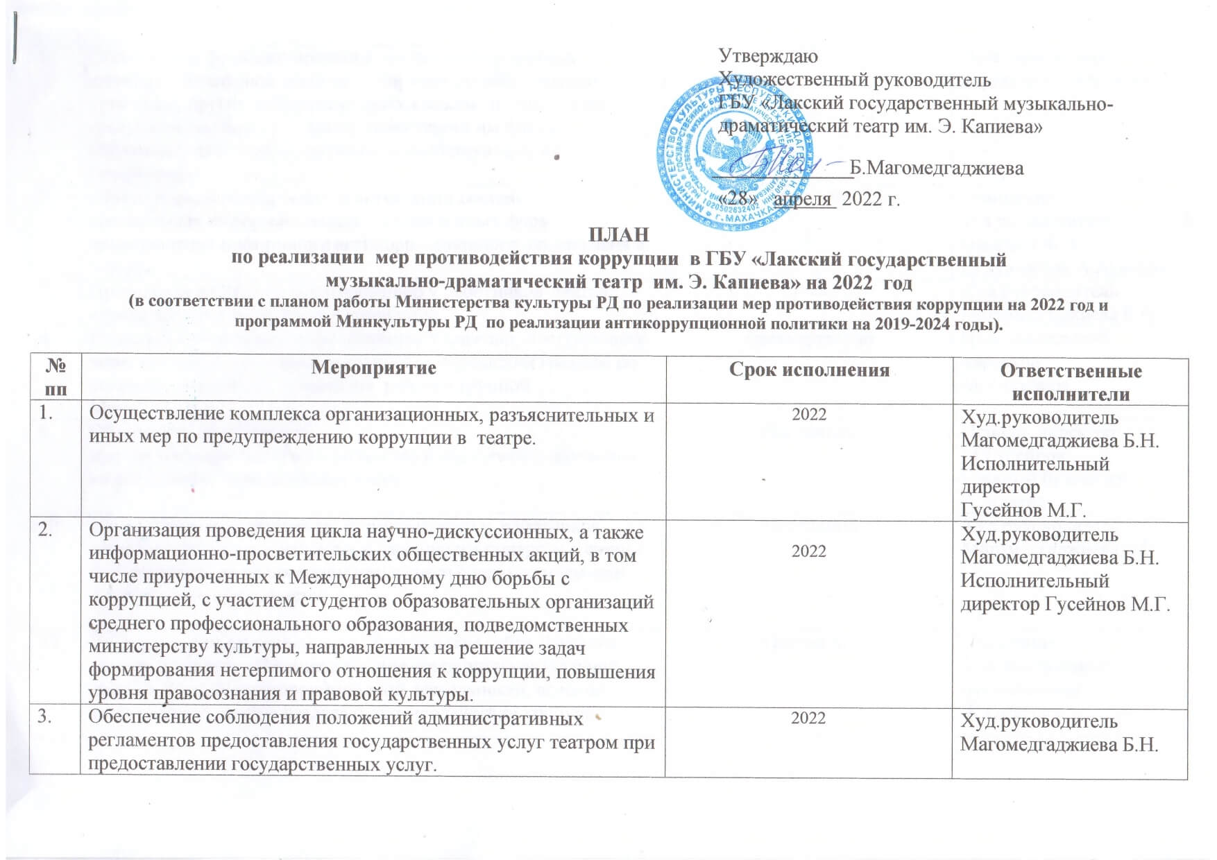 Действующий в настоящее время национальный план противодействия коррупции утвержден в